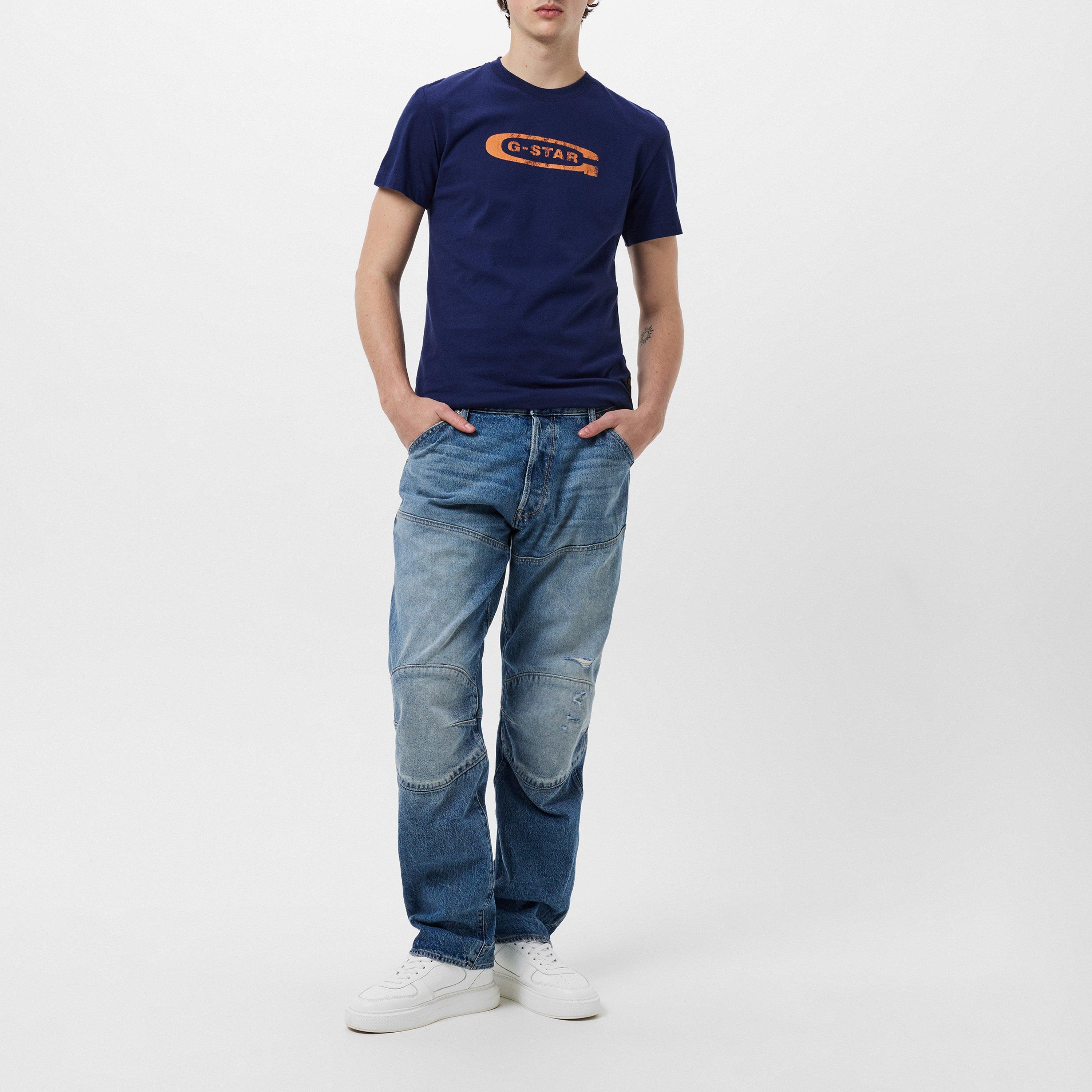 G Star Distressed Old School Logo T Shirt