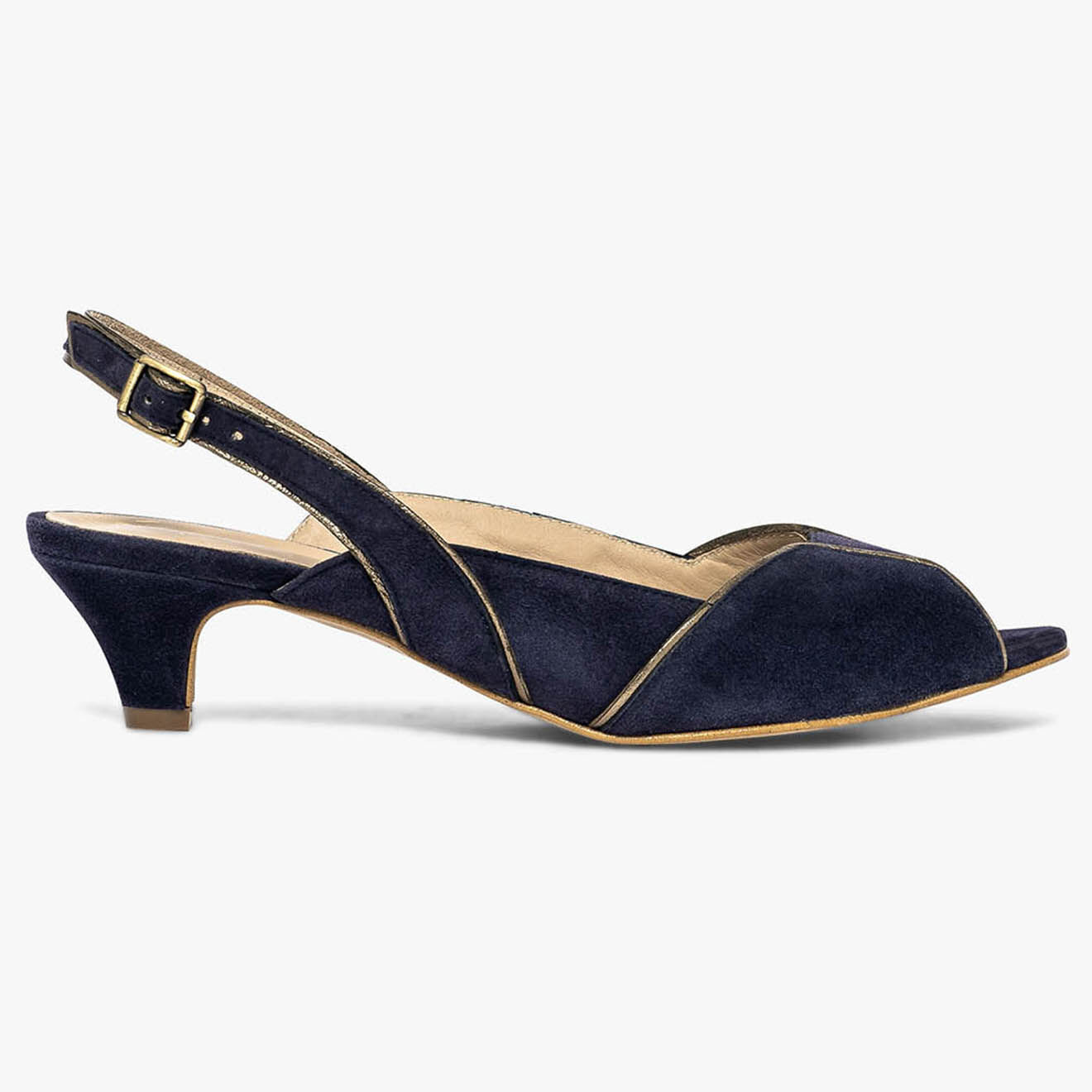 Bocage Slingback en Velours de Cuir Hervea encre
