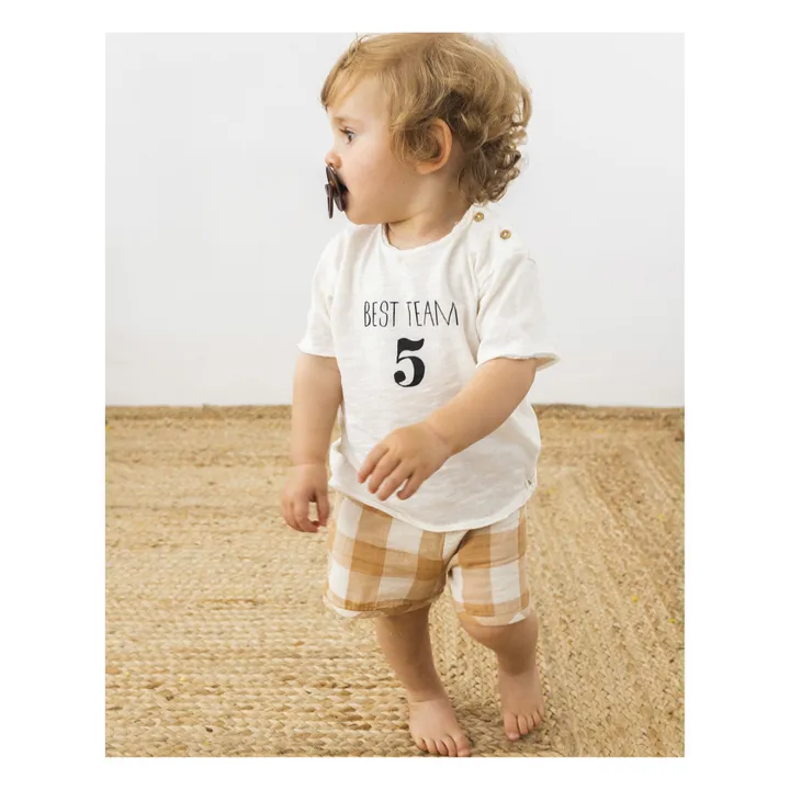 Búho Short Gaze de Coton Responsable Carreaux | Ecru