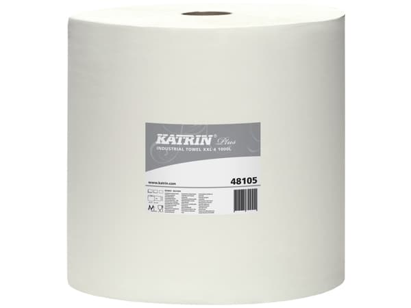 Aftørringsrulle Industri Katrin Plus 4-lag Ø36cm B38cmxL360m Mix Hvid,1 Rl