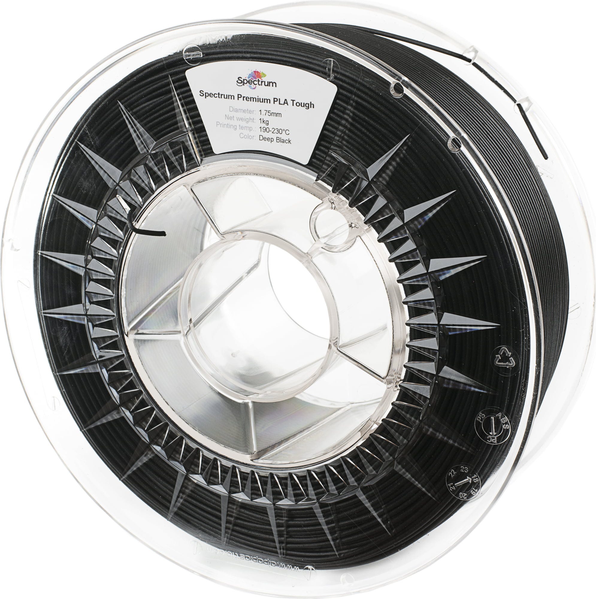 Spectrum  PLA Tough Deep Black, 1,75 mm (1.000 g)    Modifiziertes PLA als gute ABS Alternative in Schwarz