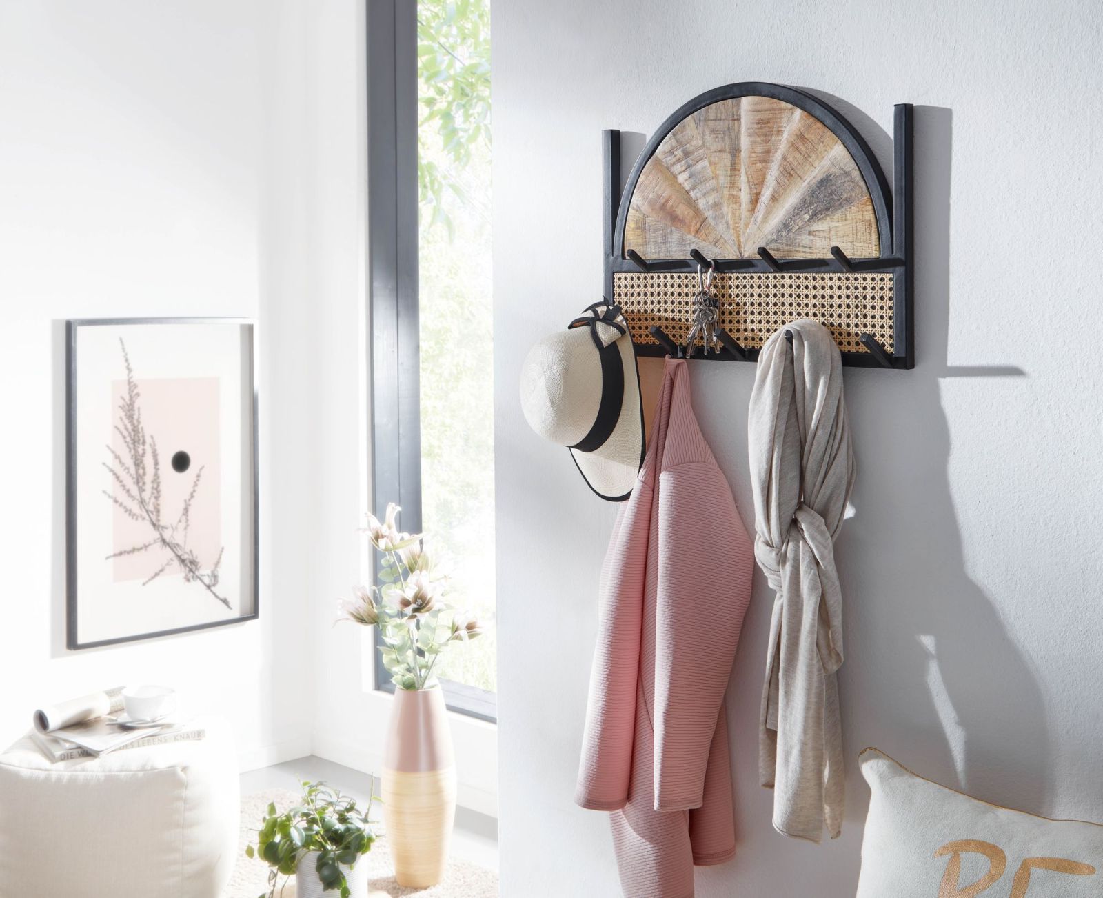 Wandgarderobe - hellbraun - Mango massiv - 53 cm