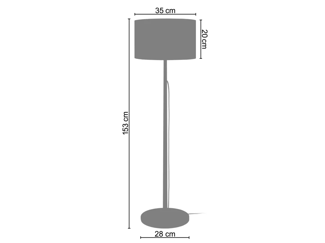 Lampadaire droit bois blanc 142 cm.