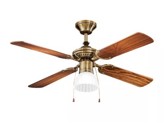 Ventilateur de plafond Perenz 7064 OB avec lumière, noyer foncé, d.105 cm, 4 pales, moteur AC 50W silencieux, ampoule E27