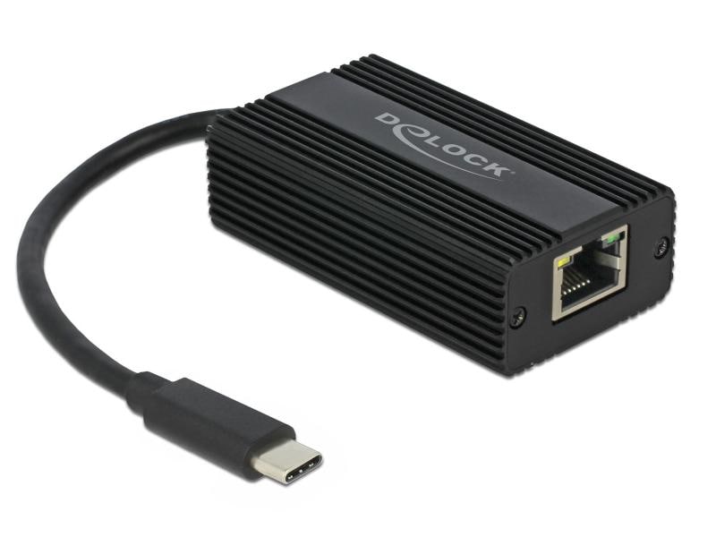 Delock Netzwerk-Adapter USB-C - RJ45 2,5Gbps, Schwarz, Meta Delock Adapter USB Type-C Stecker zu 2,5 Gigabit LAN mit robusten Metallgehäuse