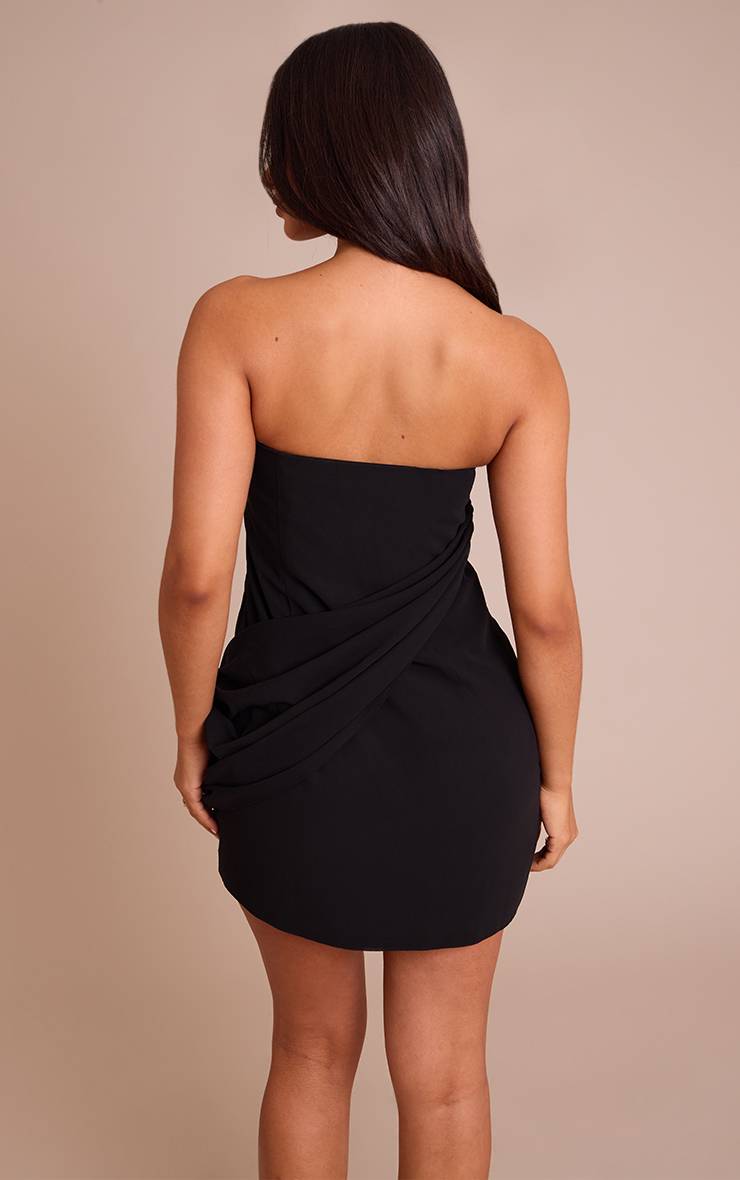 Noir Robe Mini Bandeau Portefeuille À Détails Pour Petite Taille
