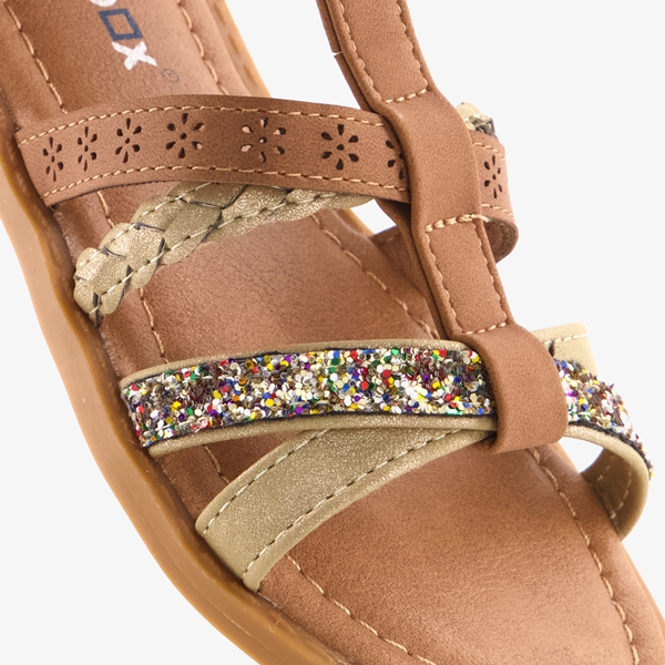 Blue Box meisjes sandalen bruin met glitters