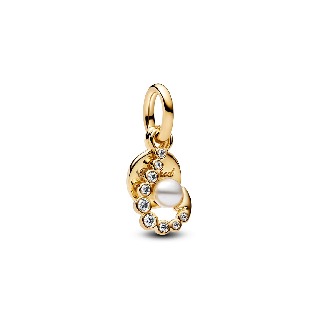 Pandora Gold Moments Haken mit lackierter Perle Charm-Anhänger
