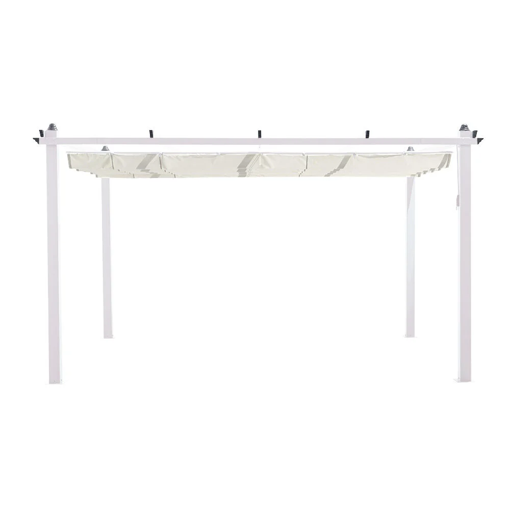 Tonnelle Gènes avec toit rétractable 12 m² blanc