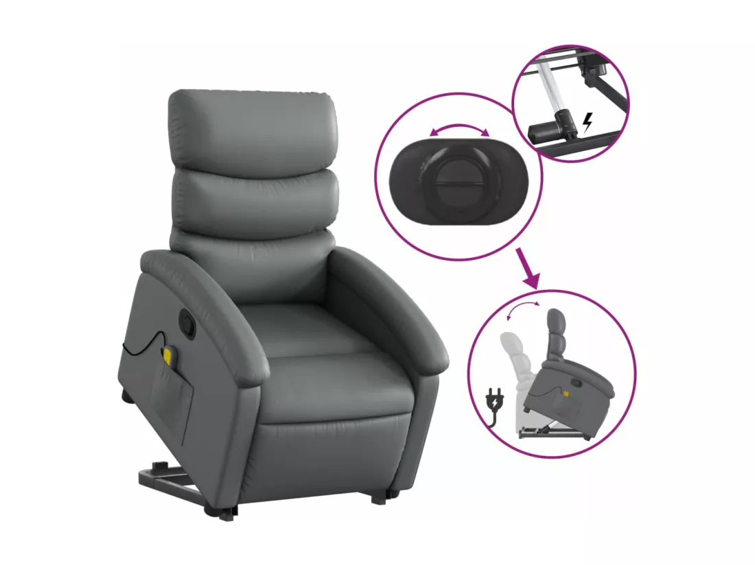 Fauteuil inclinable massant Gris Similicuir