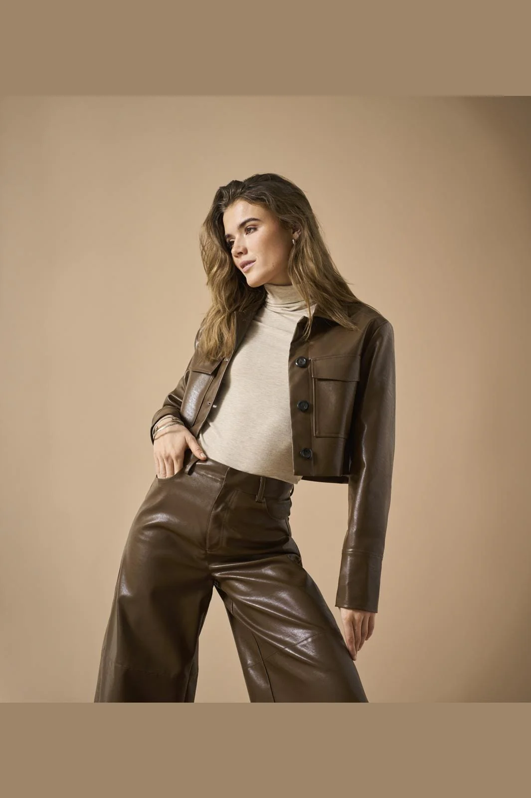 Only Onlsia L/S Roll Neck Top Box 4607624 humus melange