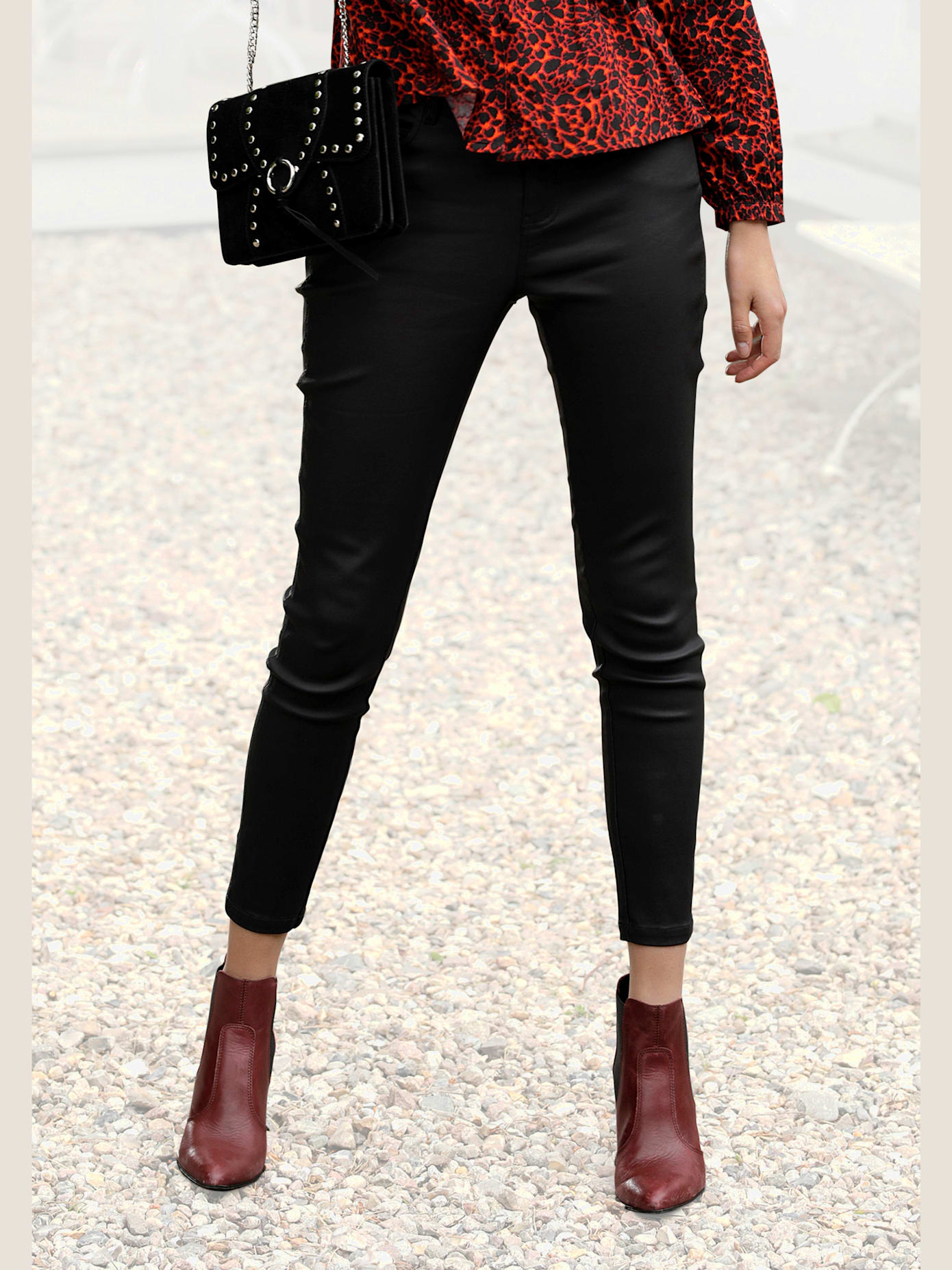 Pantalon en imitation cuir jegging affinant en synthétique