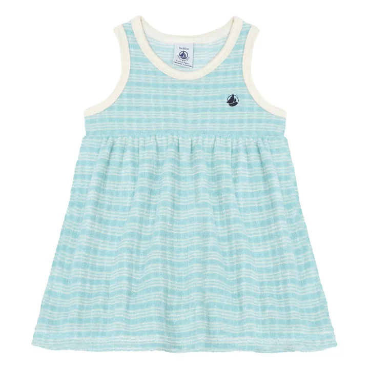 Petit Bateau Robe sans Manches Eponge Coton Bio | Bleu