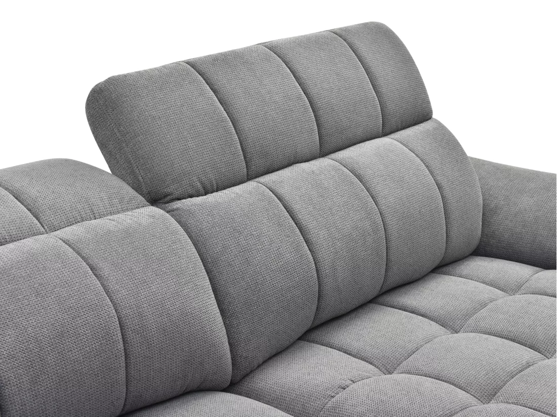 Canapé d'angle droit relax électrique en tissu texturé gris CELTIMO