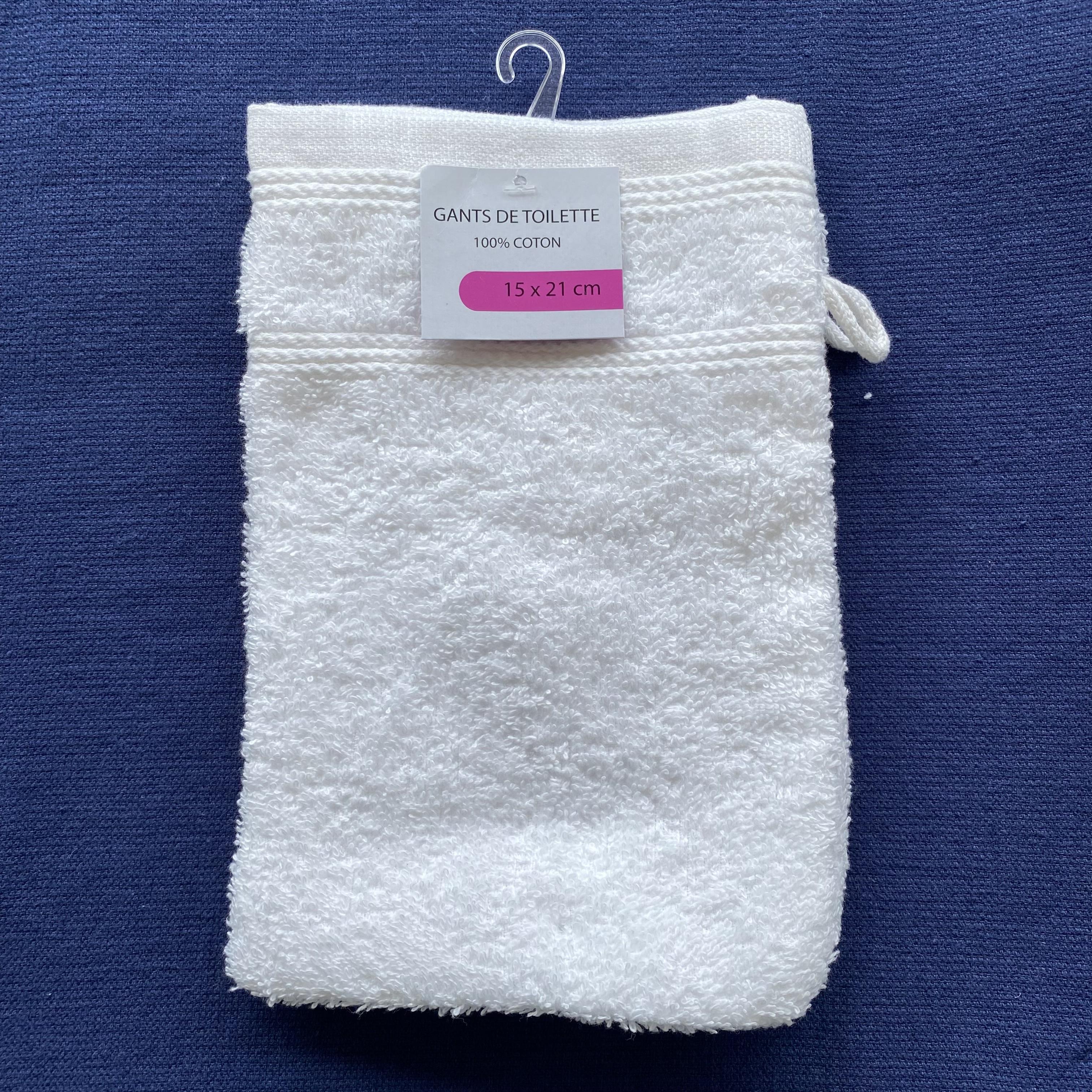 SET 2 GANTS TOILETTE 16X21CM BLANC