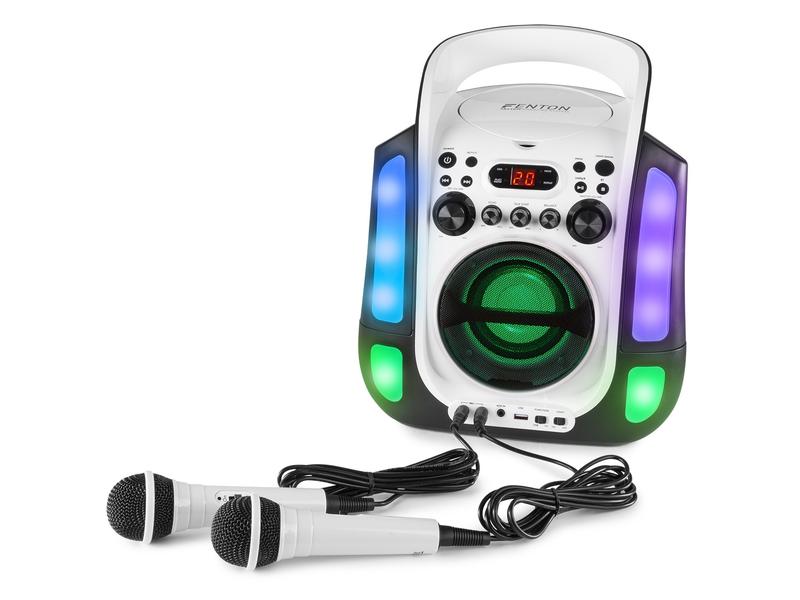 Fenton Lautsprecher Karaoke Maschine SBS30W Weiss Karaoke Set mit zwei Mikrofonen