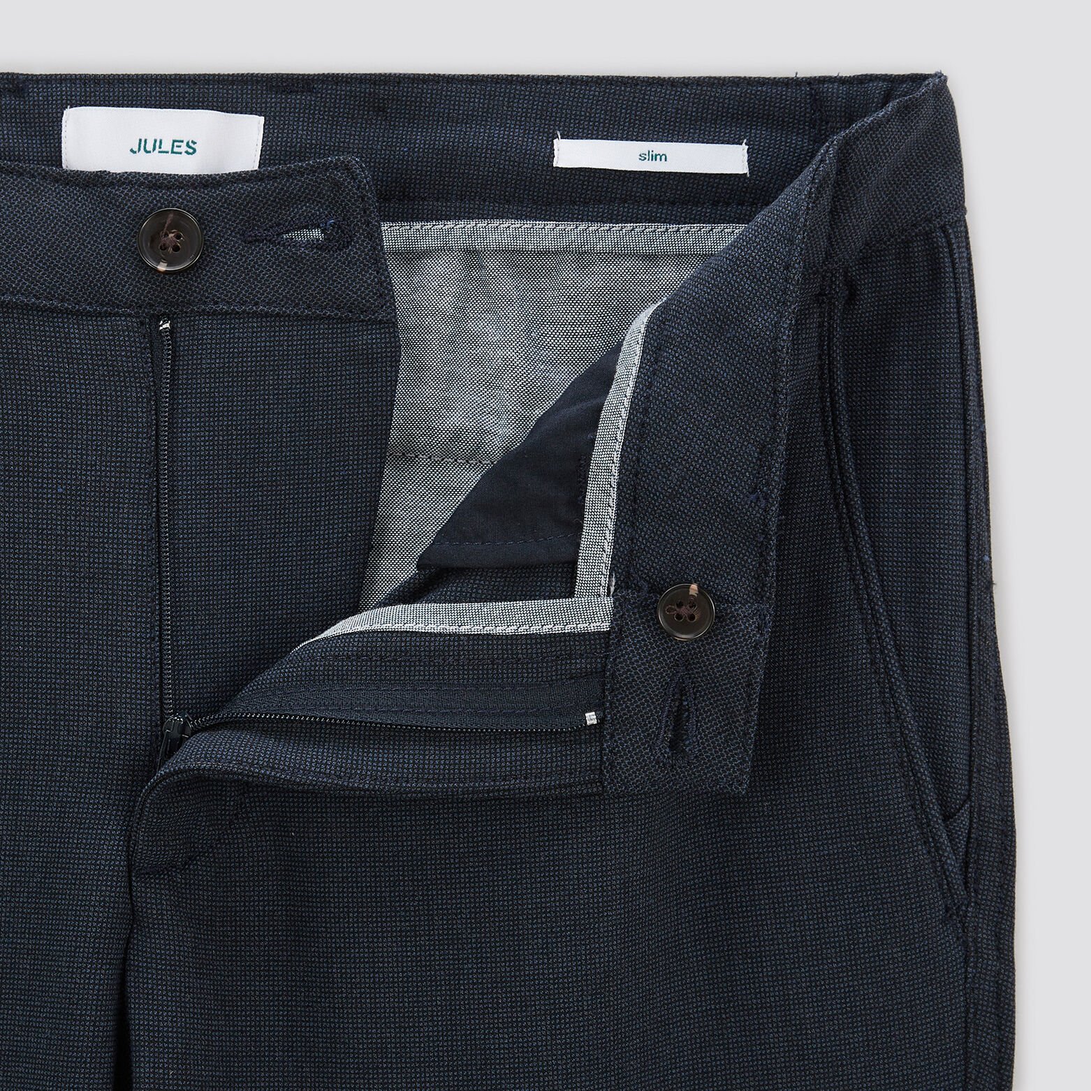 Pantalon chino slim elastiqué reliefé Bleu