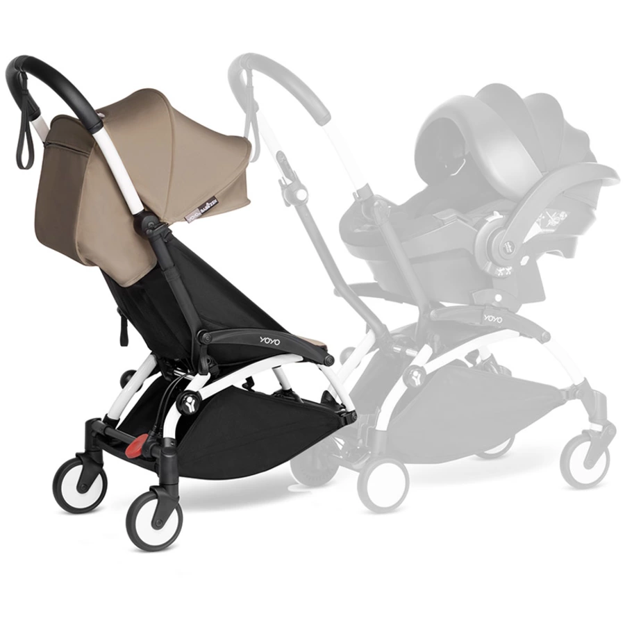 BABYZEN Kinderwagen YOYO 6+ connect Black mit Textilset Taupe