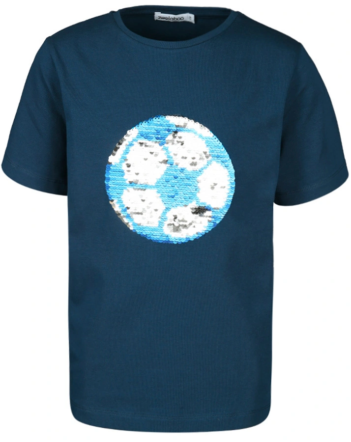 T-Shirt FUßBALL MIT WENDEPAILLETTEN meliert in dunkelblau