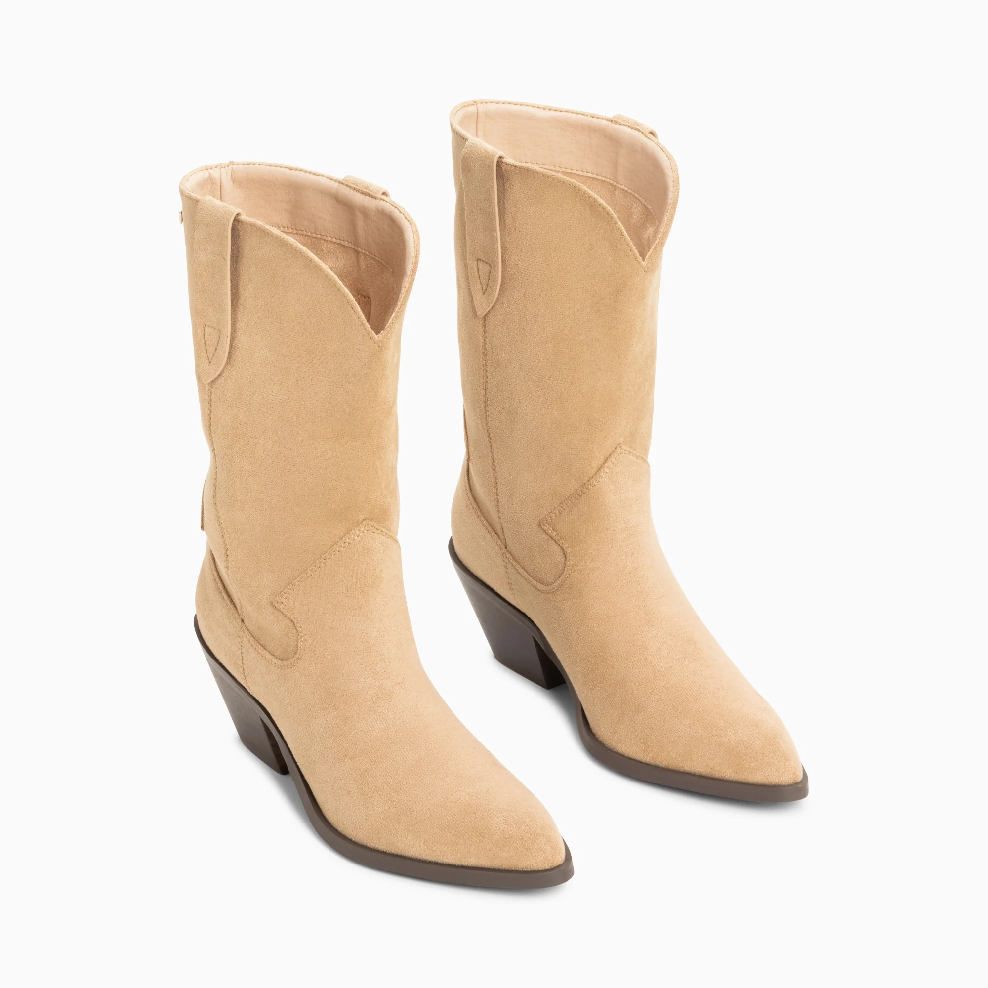 Bottines-Bottines santiags Beverly beiges mi-mollet