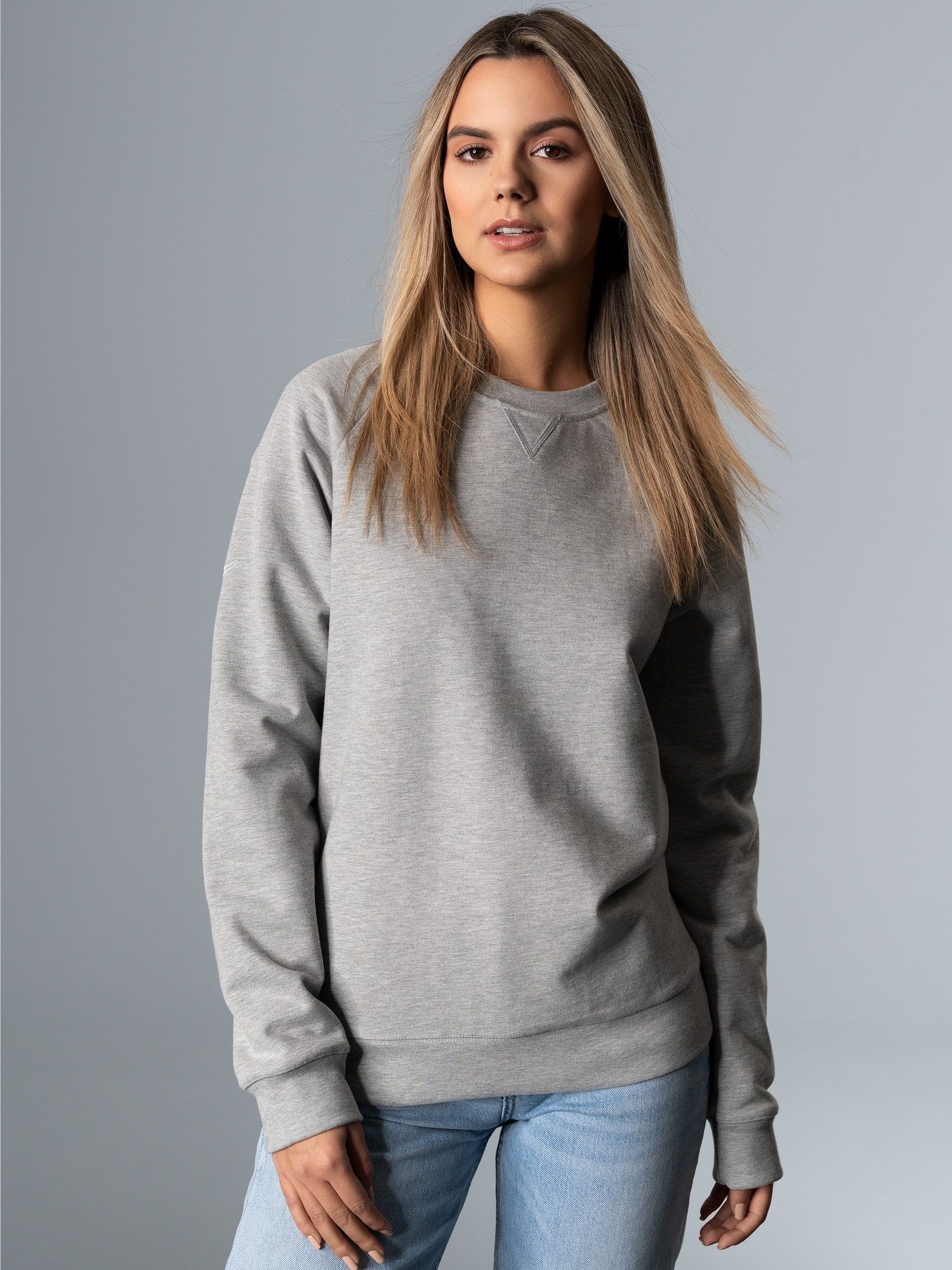 Sweatshirt mit angerauter Innenseite Grau-melange