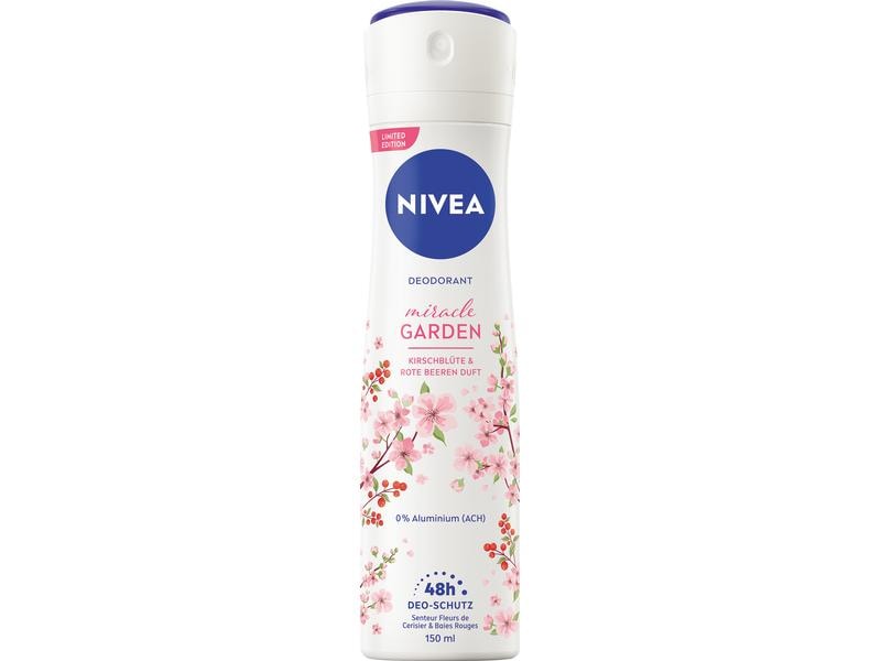 NIVEA Deo Spray Miracle Garden Kirschblüte 150 ml Erfrischendes Deo schützt vor unangenehmen Körpergeruch
