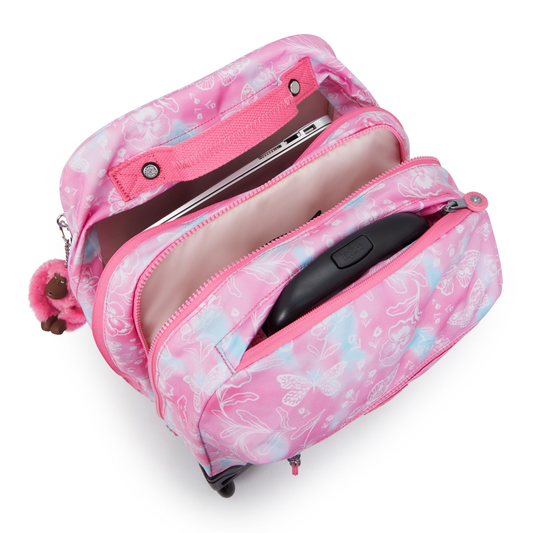 SARI Grand sac à dos à roulettes pour enfants avec compartiment pour ordinateur - Garden Clouds