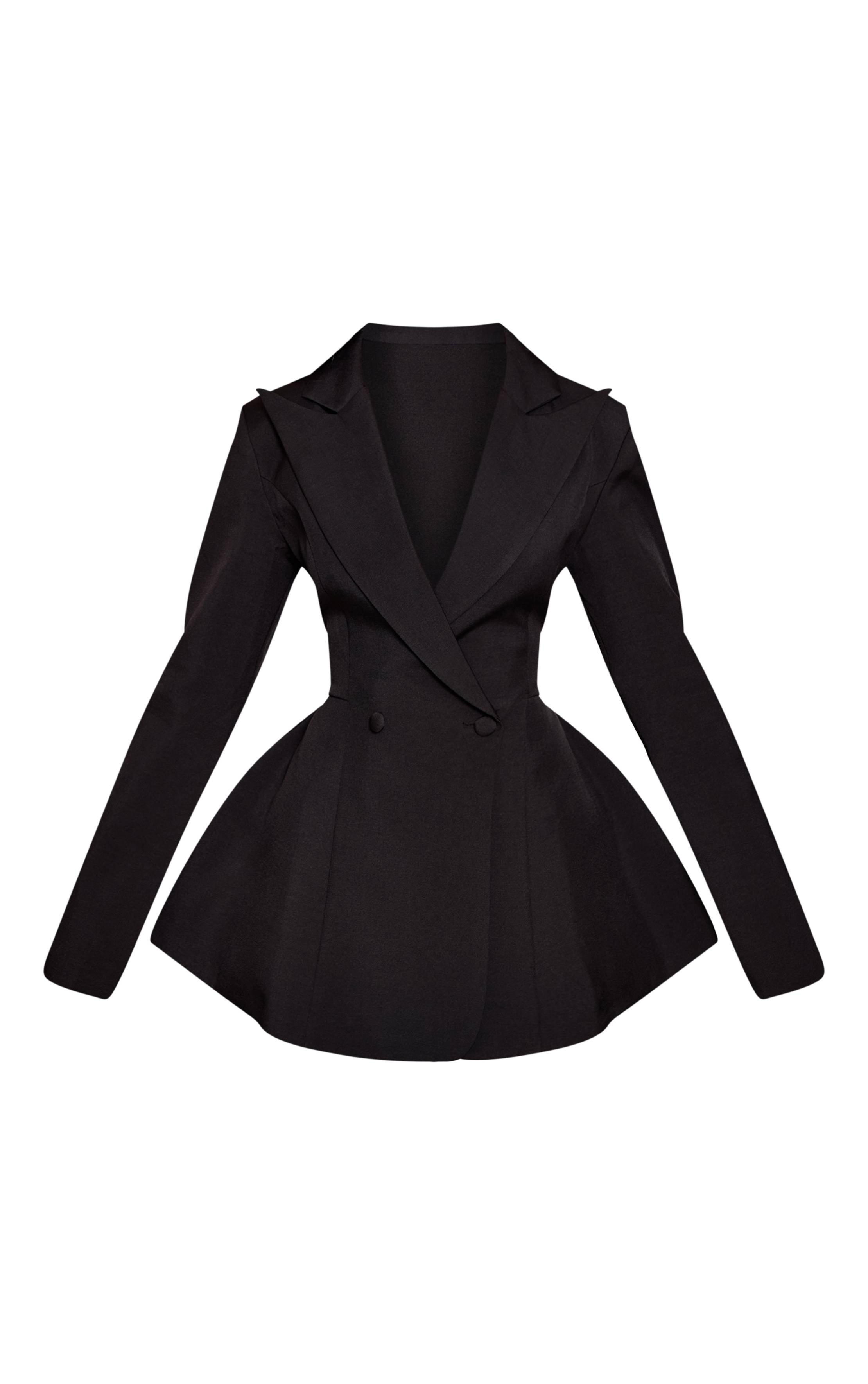 Noir Robe Blazer Droite À Double Boutonnage Petite Taille