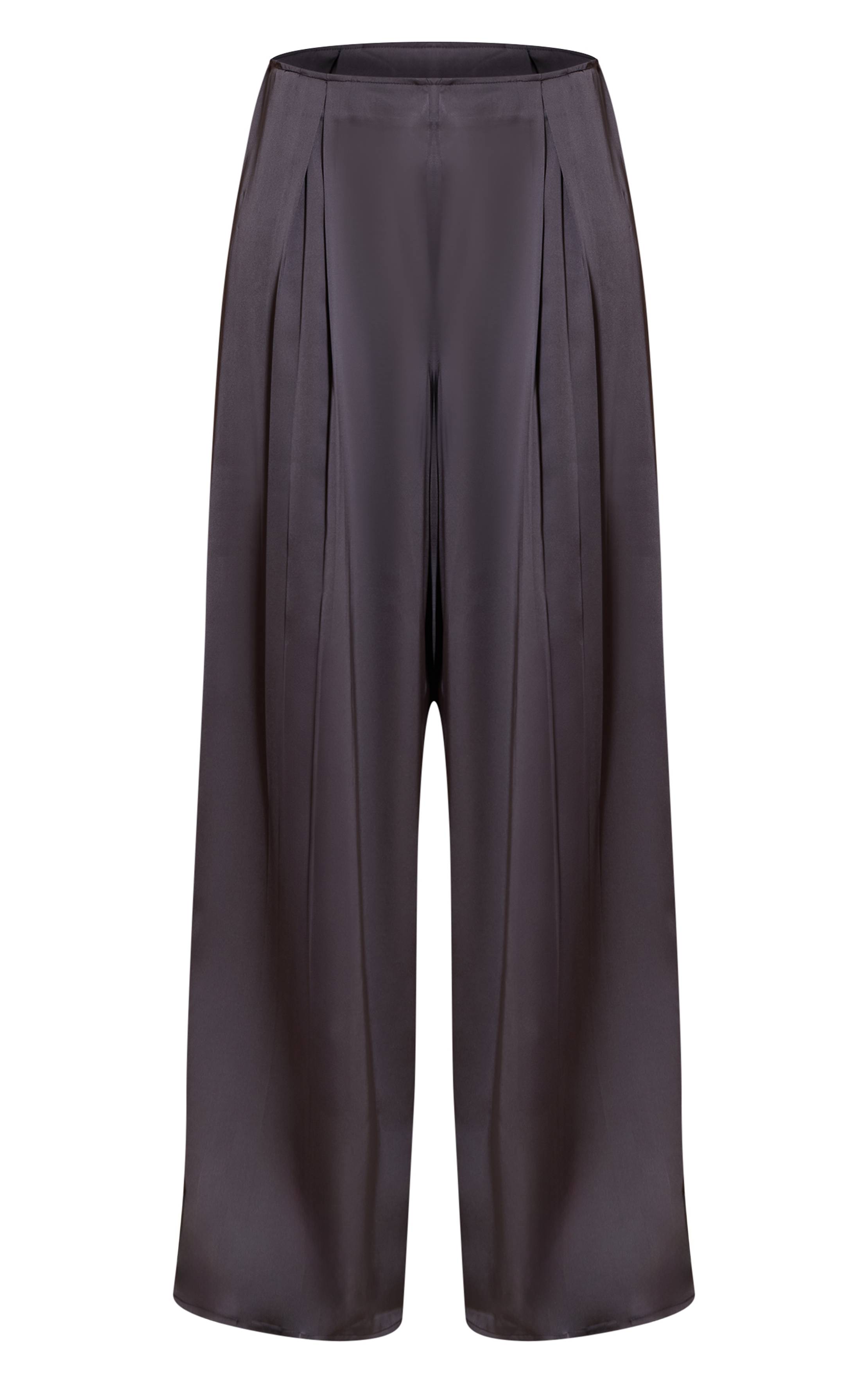Bleu Marine Pantalon Large Plissé En Satin Pour Grande Taille