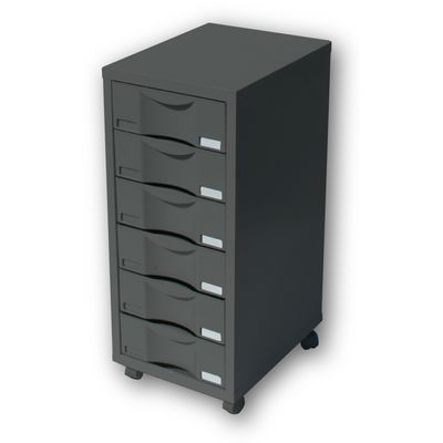 Module de rangement à roulettes 6 tiroirs - anthracite