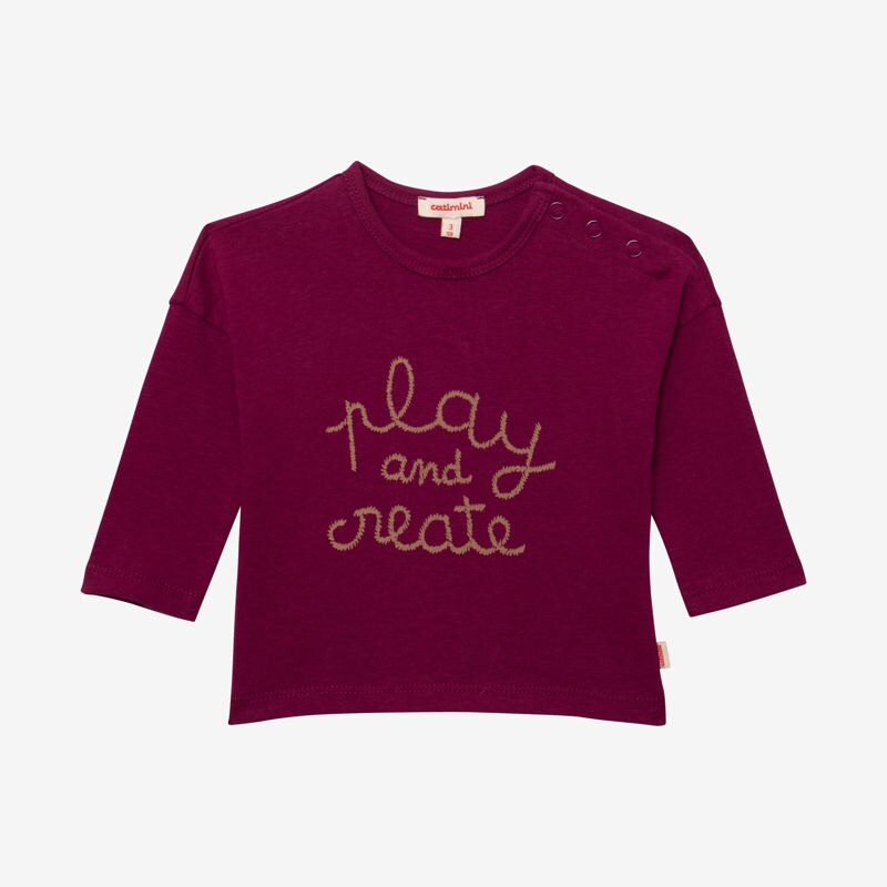 T-shirt bébé violet à message en coton recyclé Catimini Mauve Violet