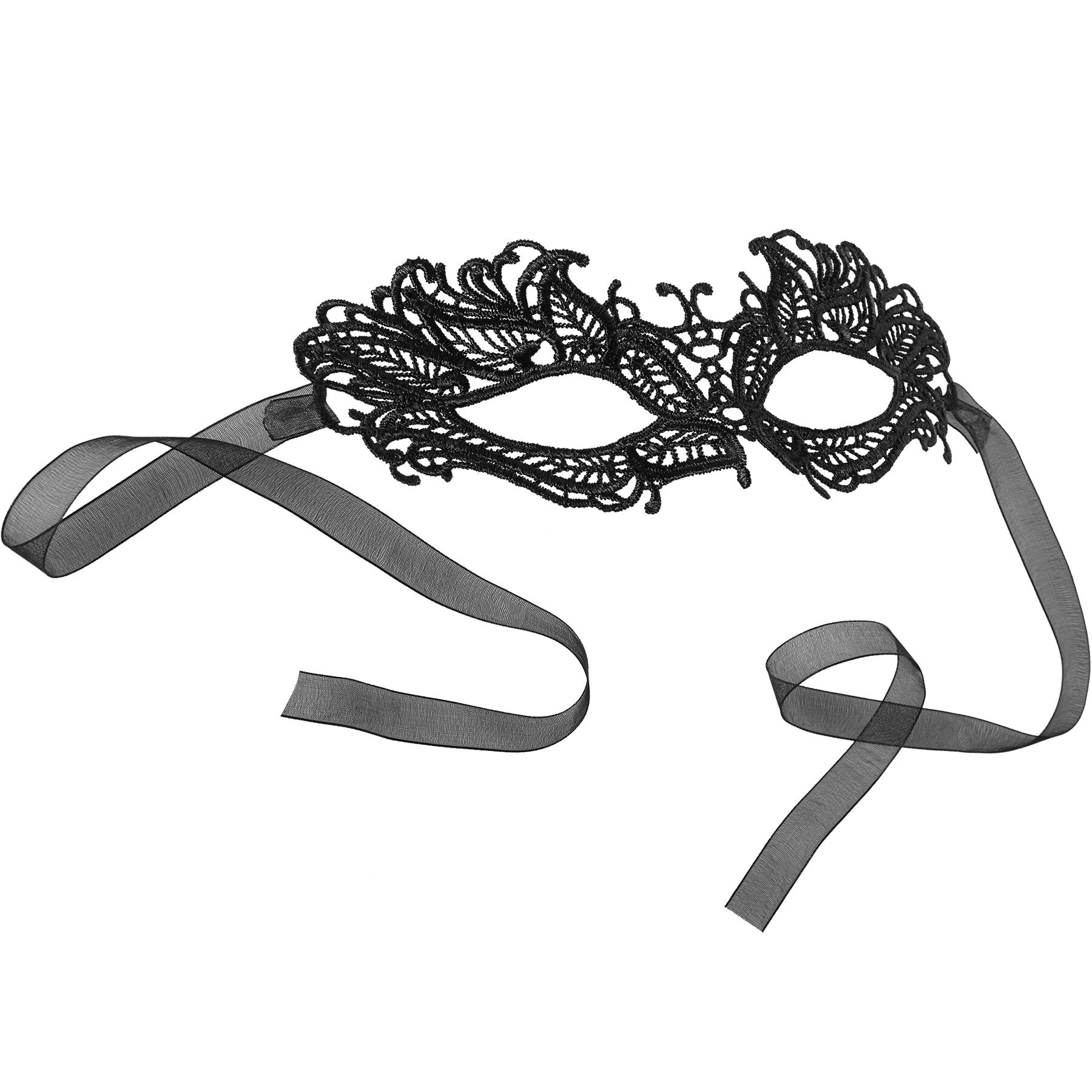 tectake® Schwarze Spitzenmaske Schmetterling