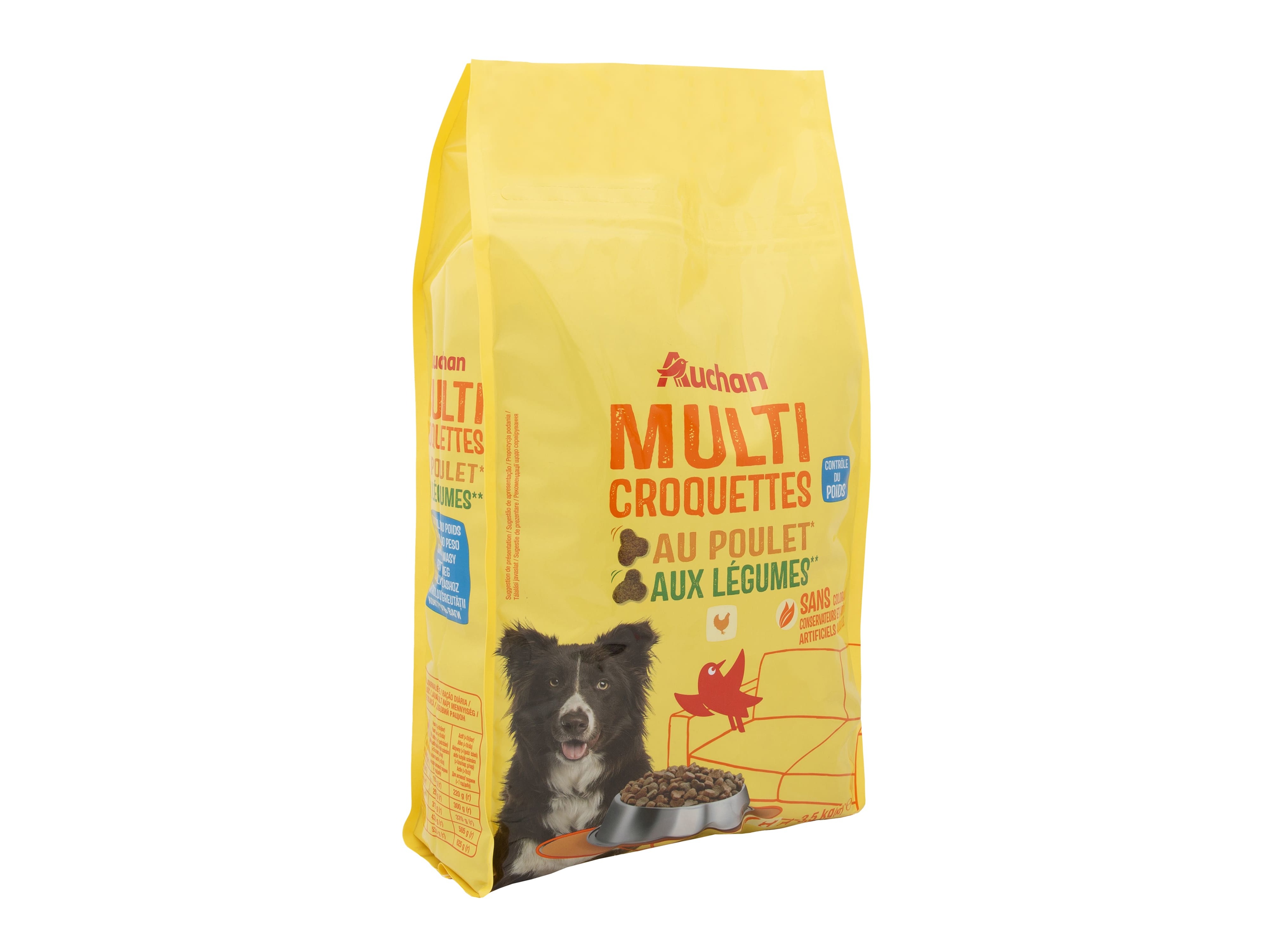RAÇÃO PARA CÃO AUCHAN CONTROLO DE PESO COM FRANGO E COM LEGUMES 3.5KG
