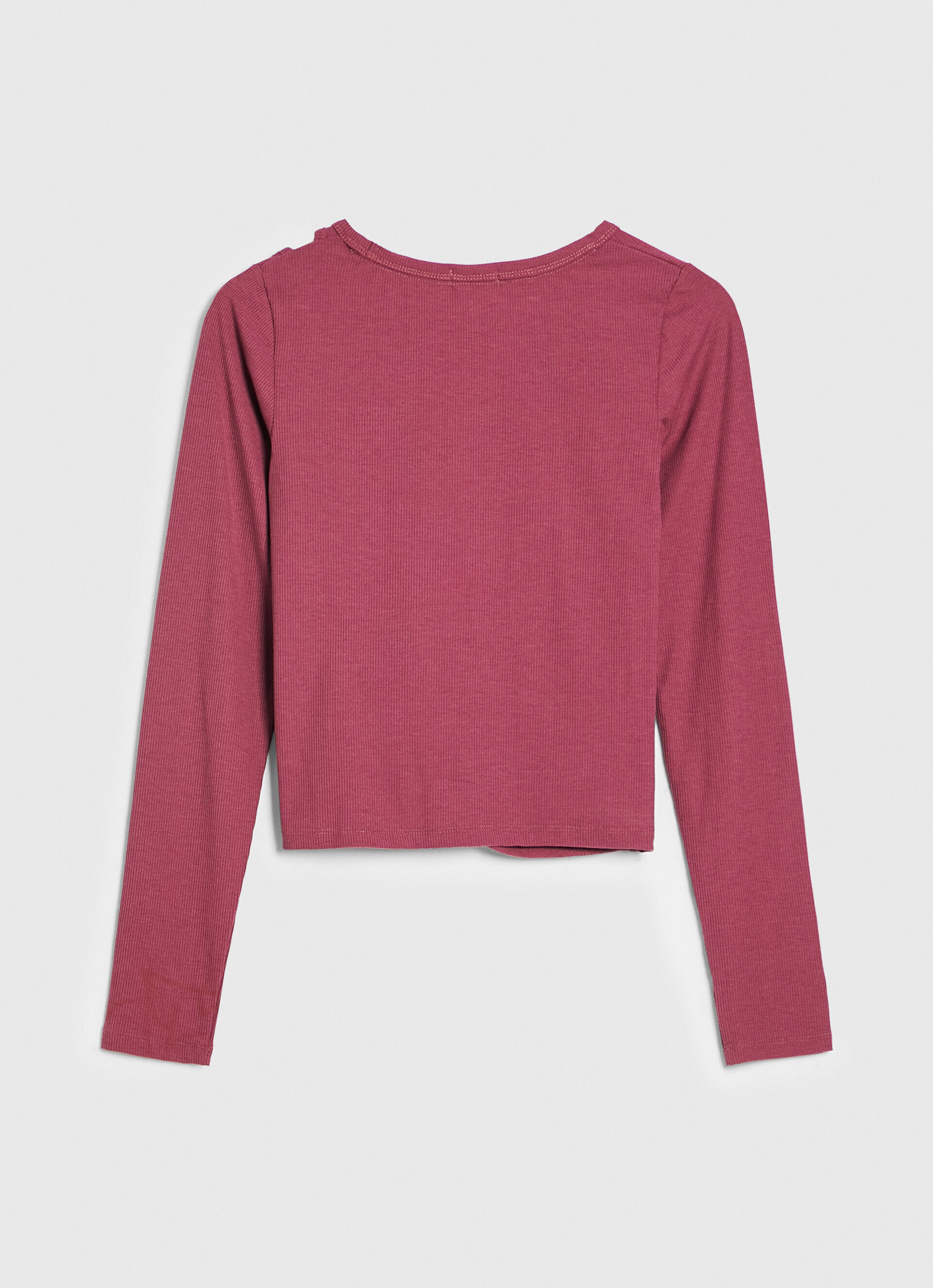 CAMISETA ASSIMÉTRICA DE MANGA LONGA - rosa blush escuro