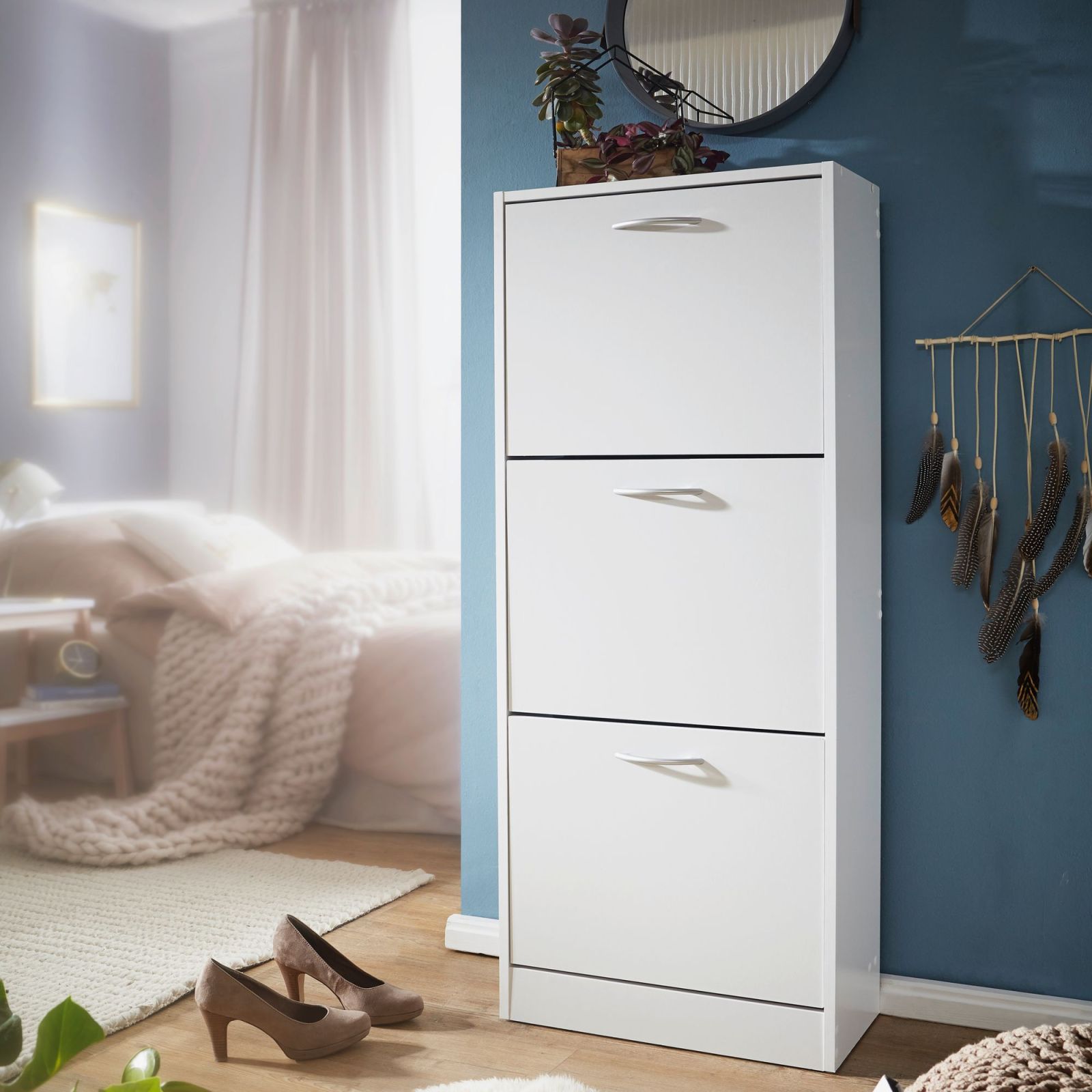 Schuhschrank - weiß - 50x125 cm