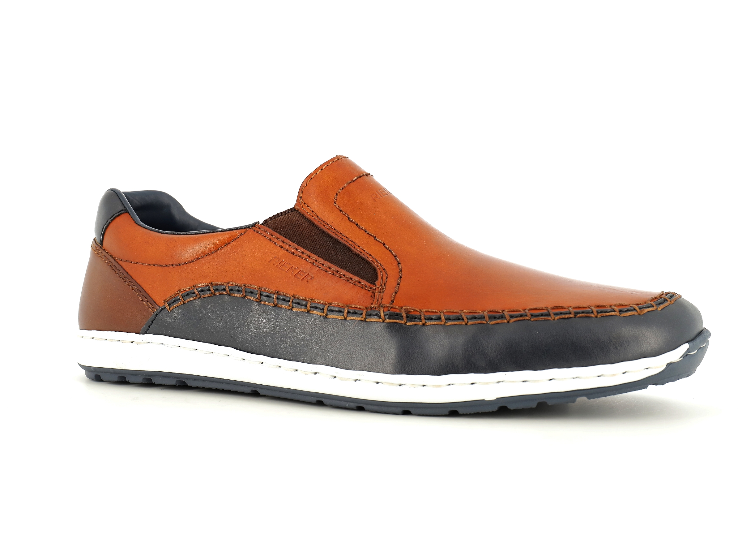 Rieker-08853 Synthétique Marron Bleu