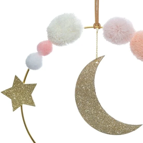 Déco murale lune + pompons   Rose/Doré        de               Atmosphera