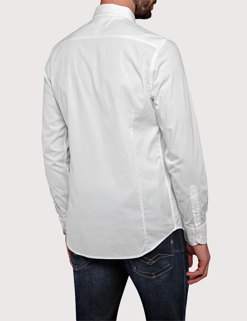 REPLAY CHEMISE SLIM MANCHES LONGUES HOMME BLANCHE