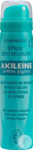 Akileïne Jambes Légères Spray Cryo Relaxant Aerosol 75ml