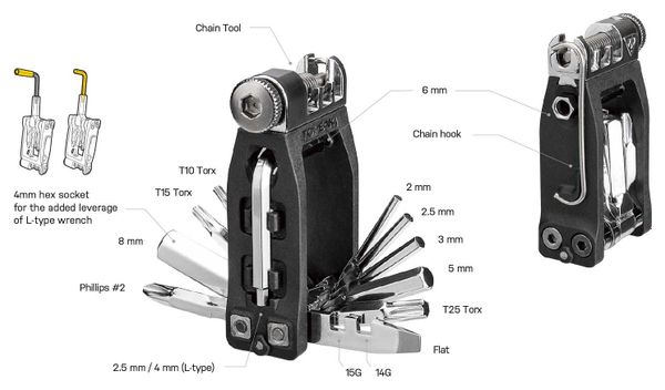 Multi-Outils Topeak Ninja Master  ToolBox T16 Noir
