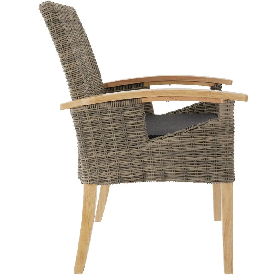 tectake Wicker tafel Tarent met 4 stoelen Rosarno, Natuur