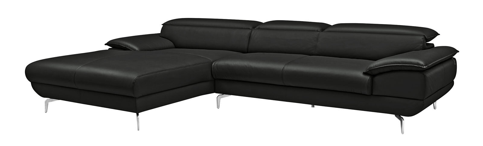 MONDO Ecksofa HOYA L 193 x 314 cm Leder schwarz