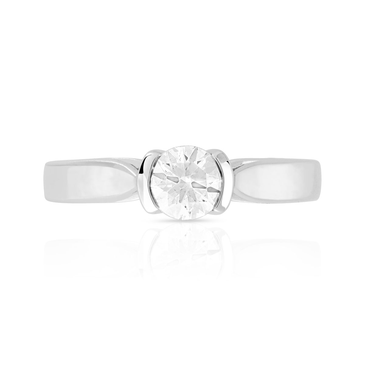 Solitaire or blanc 750 diamant 0.50 carat H/P1