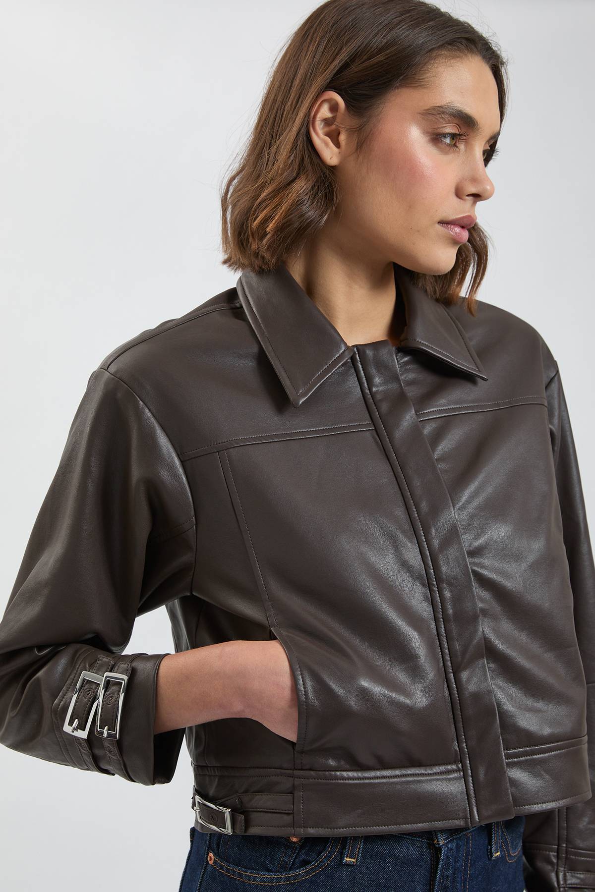 KarenMillen Bomber Avec Détail À Patte En Synthétiquecuir