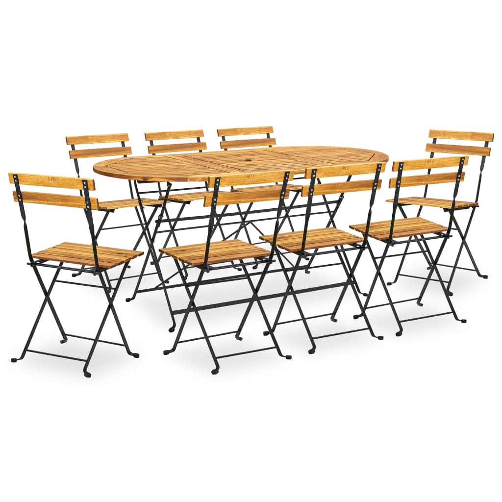 Mobilier à dîner d'extérieur pliable 9 pièces bois d'acacia solide