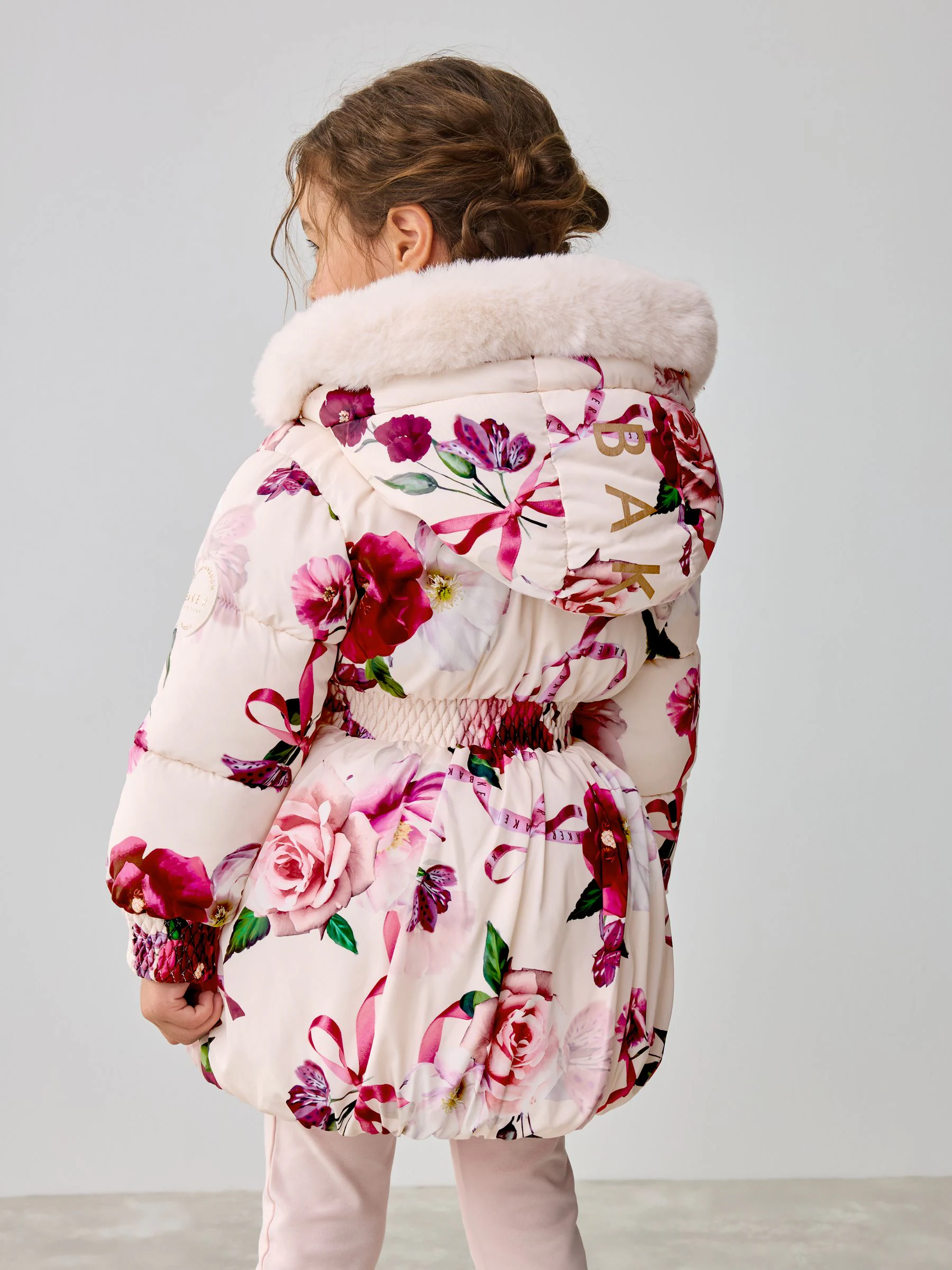 Roze - Baker by Ted Baker - Regenbestendige gewatteerde jas met bubbelzoom