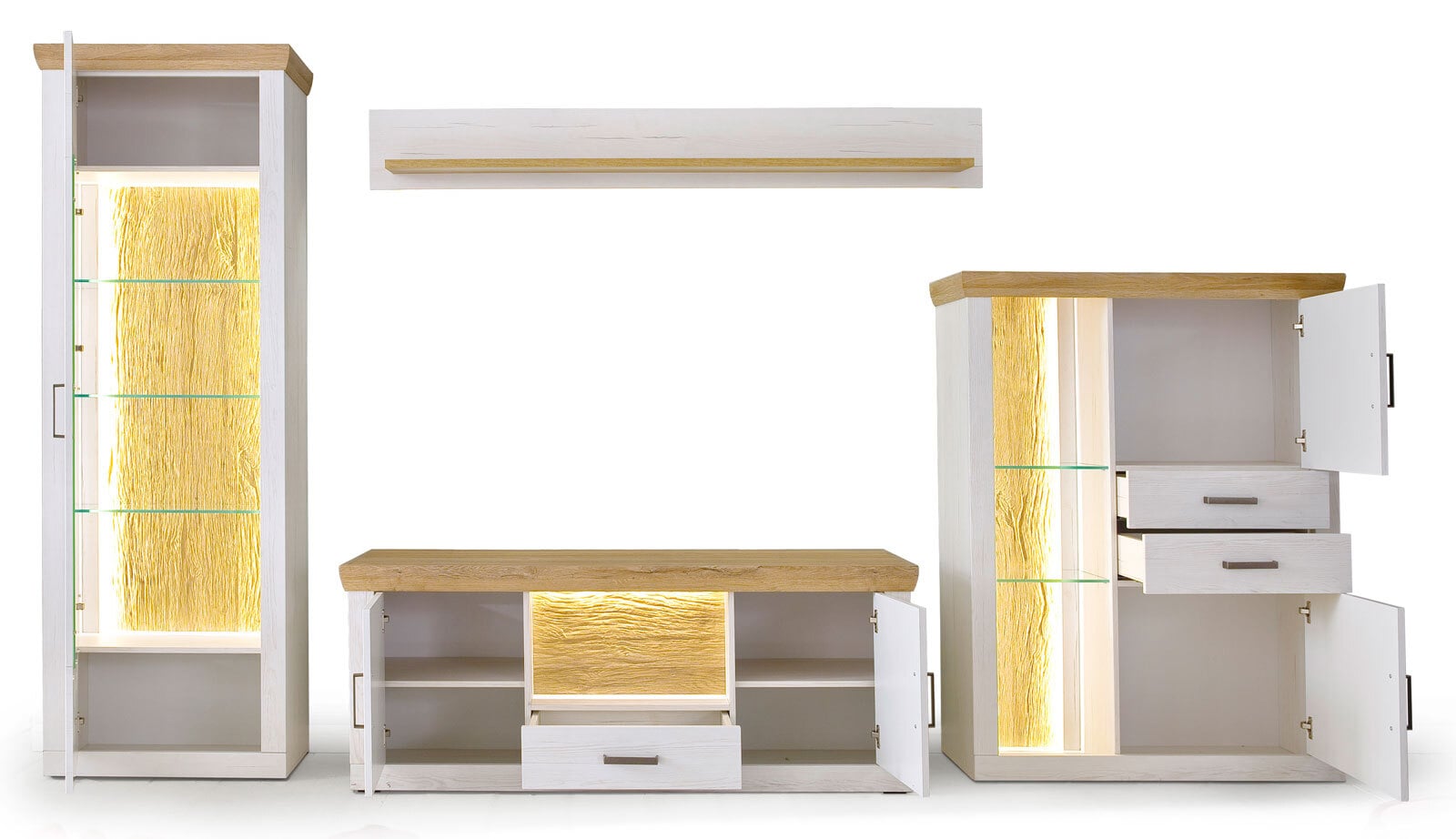 vito Wohnwand CALVA 350 x 205 cm Pinie Aurelio /Grandson Oak