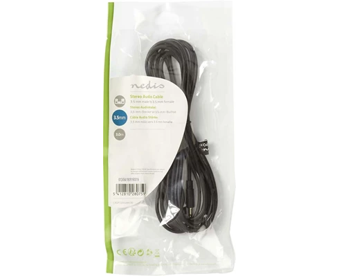 Nedis 3.5 mm Hane - 3.5 mm Hona 3 m Svart