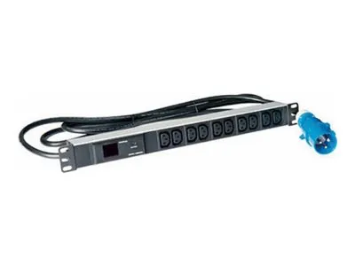 Lanview LVR261877 - Strømfordelingsenhed (rackversion) - 16 A, AMP-måler - AC 230 V - input: IEC 60309 16A - output-stikforbindelser: 10 (10 x IEC 60320 C13) - 1U - 19