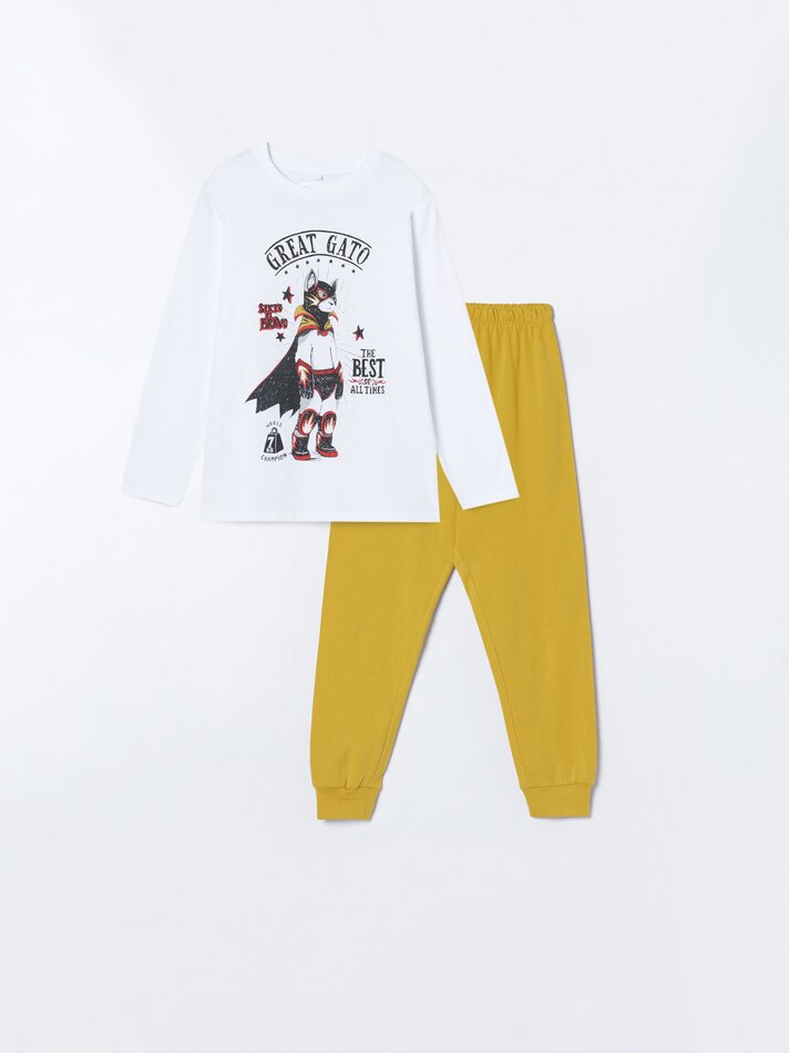 Pijama estampado - Mostarda